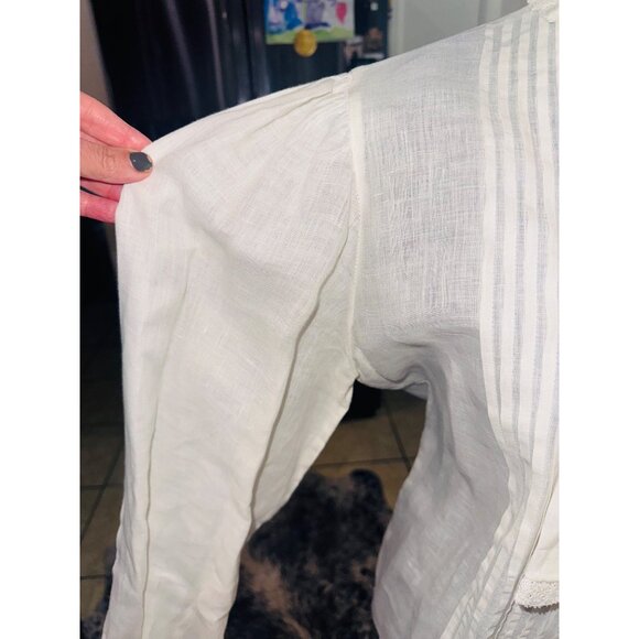 Vintage Gloria Sachs Prairie Peasant 80s White Pleated Lace Cotton Blouse 10 - Picture 14 of 14